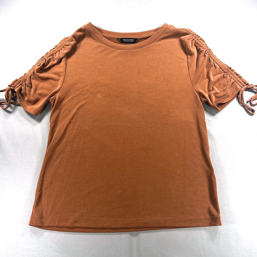 Banana Republic Sandwash Modal‎ Top Ruched Tie Sleeve Short Sleeve Tee